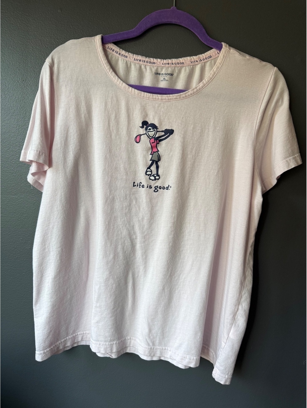 Life is Good Women's XL Pink Golf Graphic Sleep T-Shirt